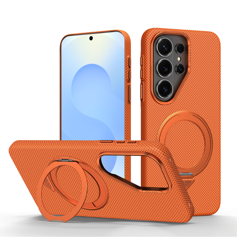 Load image into Gallery viewer, [Built-in Stand][Magsafe Compatible] Samsung Galaxy S26/Plus/Ultra - Carbon Fiber Pattern Shockproof Protective Case
