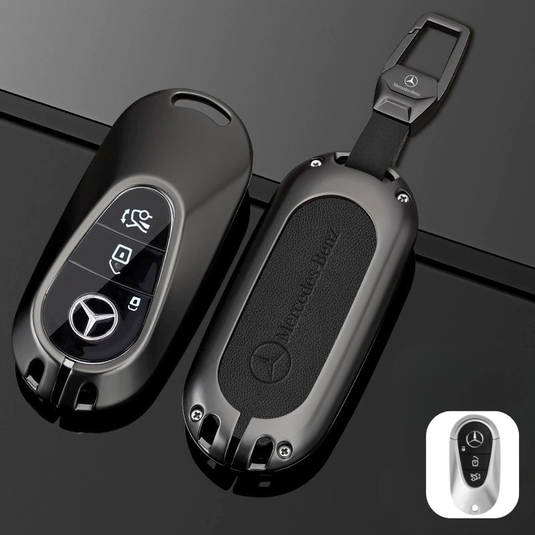 Mercedes Benz Alloy + Leather Protection Car Key Fob Case Cover For Benz A, B, C, E, S, G-Class, GLA, GLB, GLC, GLE, GLS, CLA, CLS, EQC - i-Station Mobile Phone & Electronic Device Repair and Accessories