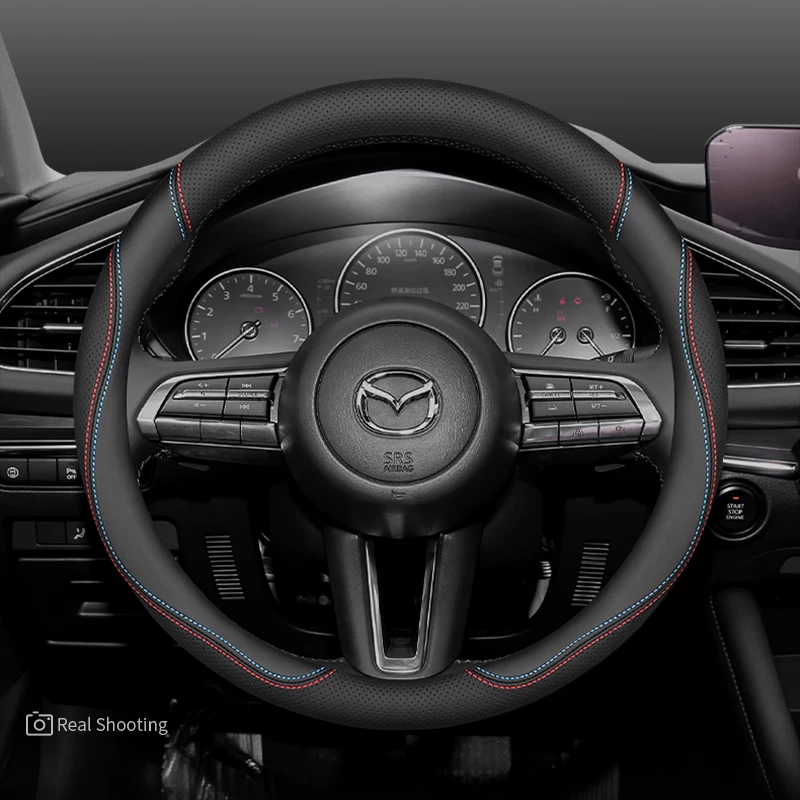 Load image into Gallery viewer, Mazda Premium Nappa Leather Breathable Ultra-Thin Non-Slip Steering Wheel Cover For Mazda 3 Axela, CX-5, CX-4, Atenza, CX-30, CX-50, Mazda 6, Ruiyi - i-Station Mobile Phone &amp; Electronic Device Repair and Accessories
