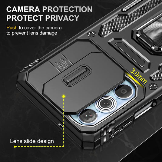 [Magnetic Ring Kickstand][Camera Cover] Motorola Moto Edge 30 Pro/Edge Plus 2022 - Shield Shockproof Rugged Heavy Duty Case With 2PC 9H Glass Screen Protector