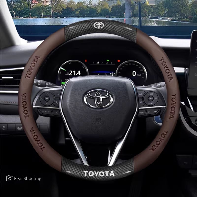 Load image into Gallery viewer, Toyota Carbon Fiber &amp; Nappa Leather Grip Steering Wheel Cover for 9th Gen Camry, RAV4, Corolla, Levin, Venza, Highlander, Avalon - i-Station Mobile Phone &amp; Electronic Device Repair and Accessories
