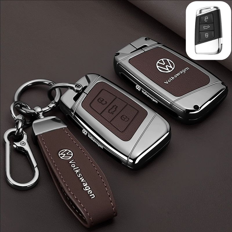 Load image into Gallery viewer, Volkswagen Premium Leather Protection Car Key Fob Case Cover For Lavida, Polo, Lamando L, Passat, ID.3, T-Cross, ID.4 X, Tiguan X

