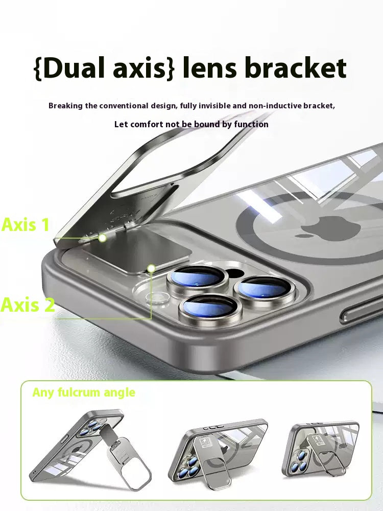 Load image into Gallery viewer, [Metal Lens Bracket] Apple iPhone 15/Plus/Pro/Max - TPU Dual Axis Matte Magnetic Protective Case
