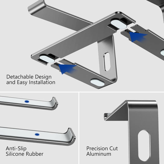 Aluminum Laptop Stand, Ergonomic Detachable Computer Stand, Riser Holder Notebook Stand Compatible with Macbook, Pro, Dell, HP, Lenovo More 10-15.6" Laptops