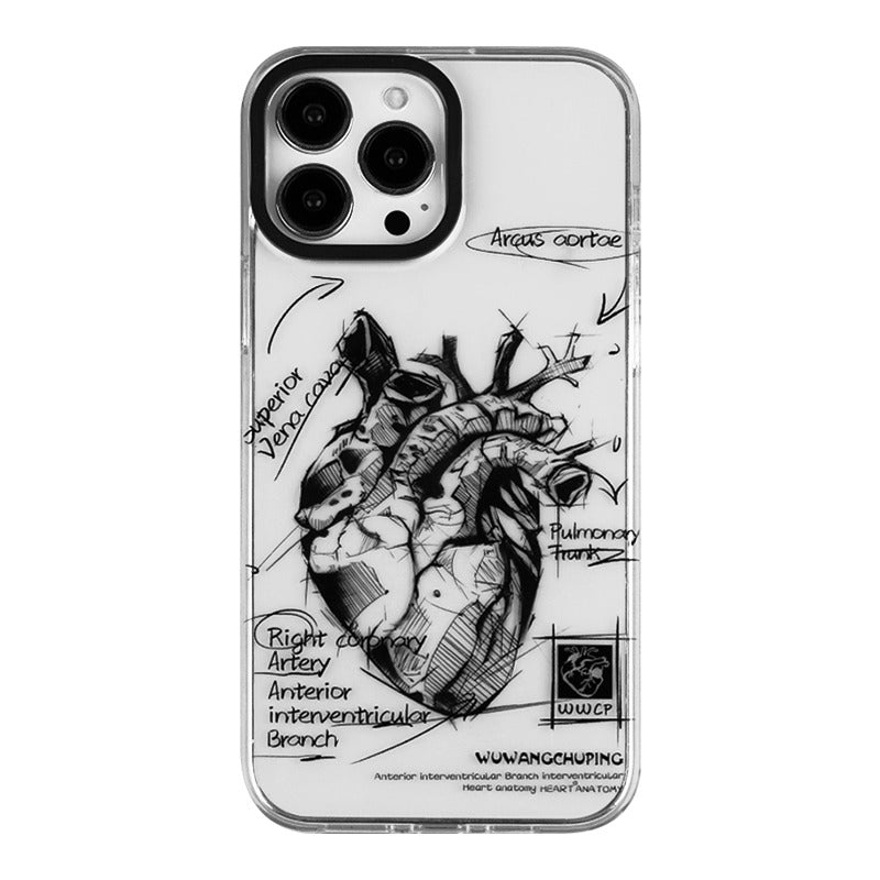 Load image into Gallery viewer, Apple iPhone 14/Pro/Pro Max heart diagram design style phone case Shockproof Fashion Series Case
