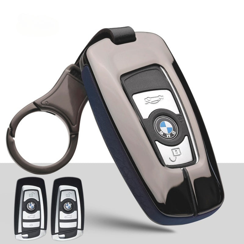 Load image into Gallery viewer, BMW Zinc Alloy + Leather Car Key Protective Case For 1, 3, 4, 5, 6 Serices, X3, X5, X6, X7
