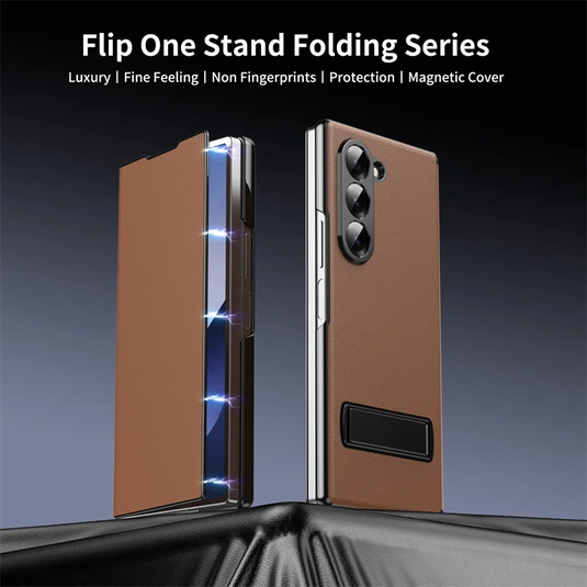 [Built-in Kickstand] Samsung Galaxy Z Fold7 (SM-F966) - Premium Leather Shockproof Case