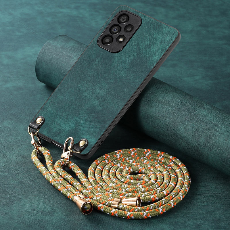 Load image into Gallery viewer, [With Long Lanyard] Samsung Galaxy A56 - Vegan Leather Shockproof Phone Case
