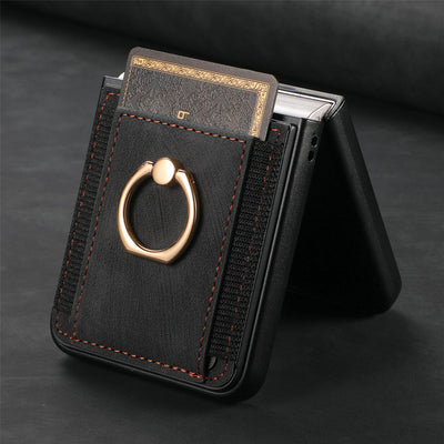 [With Ring Bracket] Motorola Moto Razr 60 PU Vegan Leather Card Slot Protective Case - i-Station Mobile Phone & Electronic Device Repair and Accessories