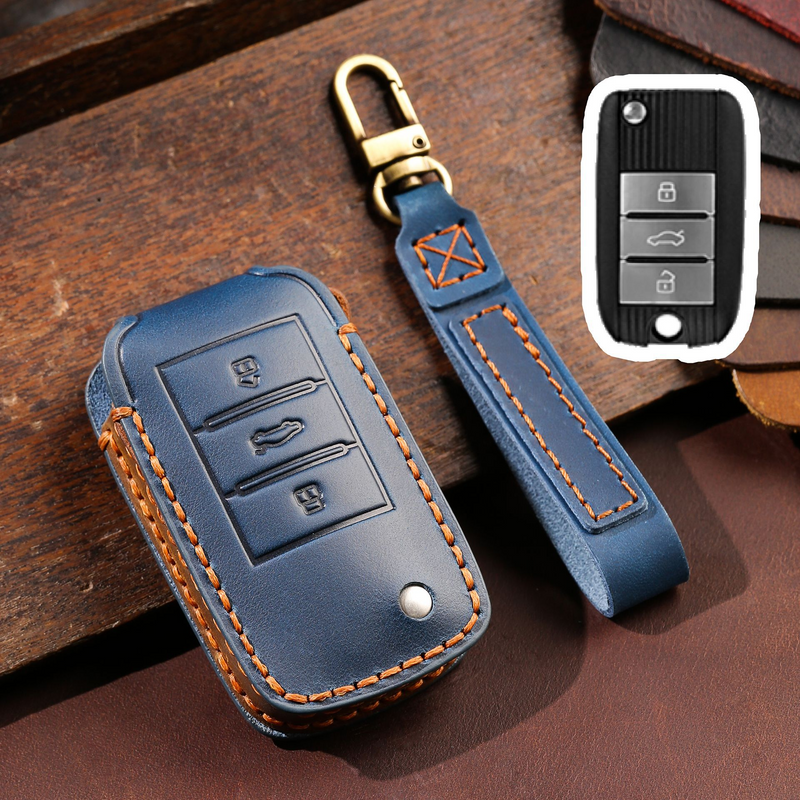 Load image into Gallery viewer, Roewe Handcrafted Genuine Leather Car Key Case For RX3, RX5 PLUS, RX8, 350, 360, i5
