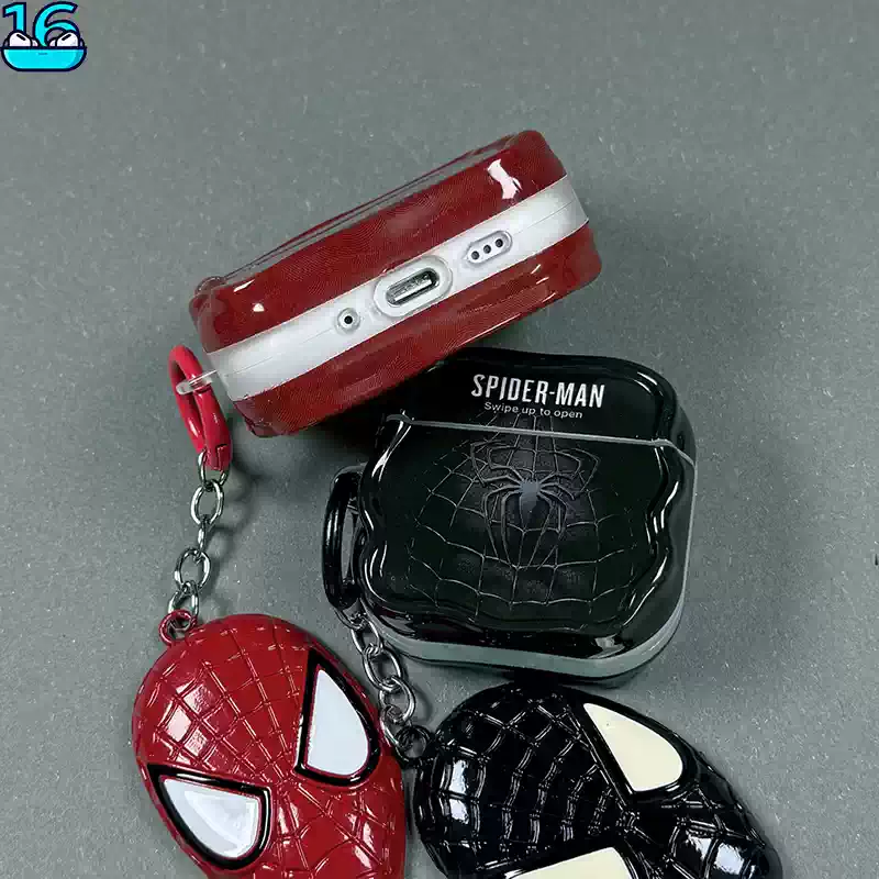 Load image into Gallery viewer, [Metal Keychain] Apple AirPods 4 Spider-Man Shockproof Silicone Protective Cover Case
