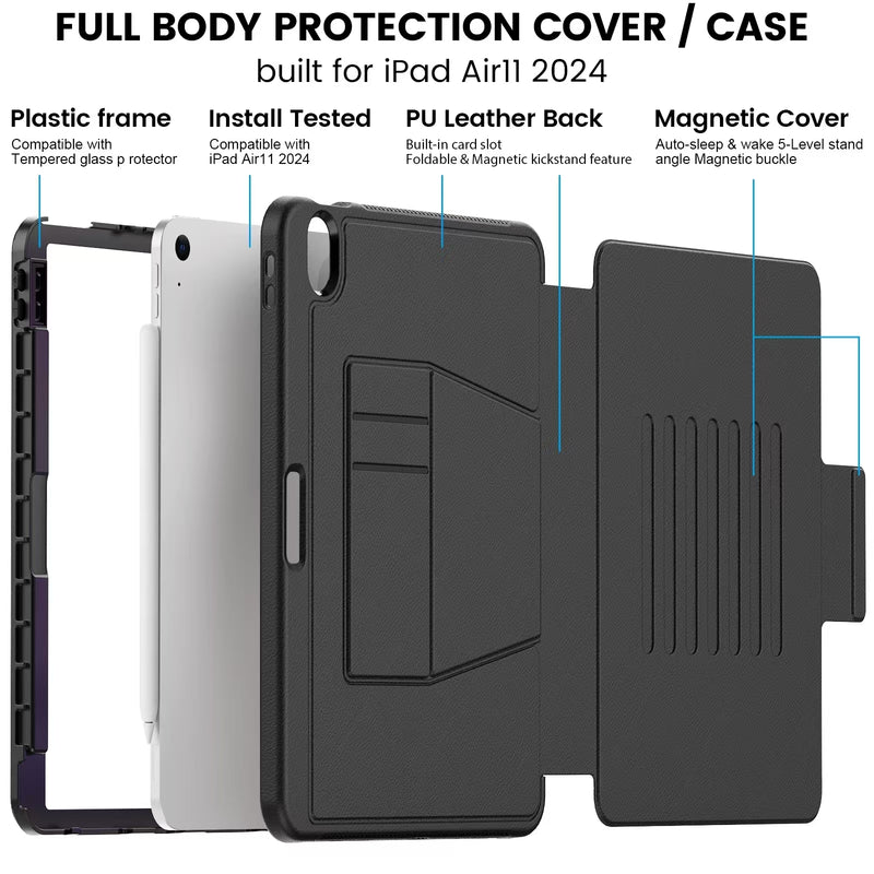 Load image into Gallery viewer, [With Card Slot] Apple iPad 7/8/9 10.2&#39;&#39; 7/8/9th Gen (2019/2020/2021) Genuine Leather Full-protection Shockproof Case With Pen Slot
