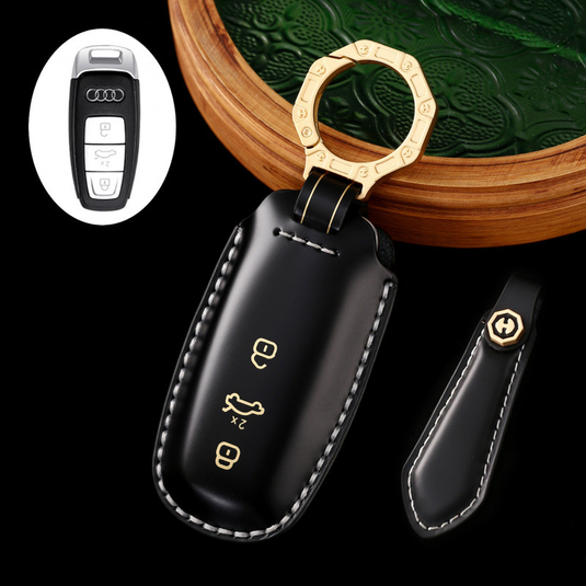 Audi Genuine Leather Protection Car Key Fob Case Cover For A3, A6, A7, A8, Q7, Q8, E-Tron, S3, S6, S7, SQ7, SQ8, RS6, RS7, A6L