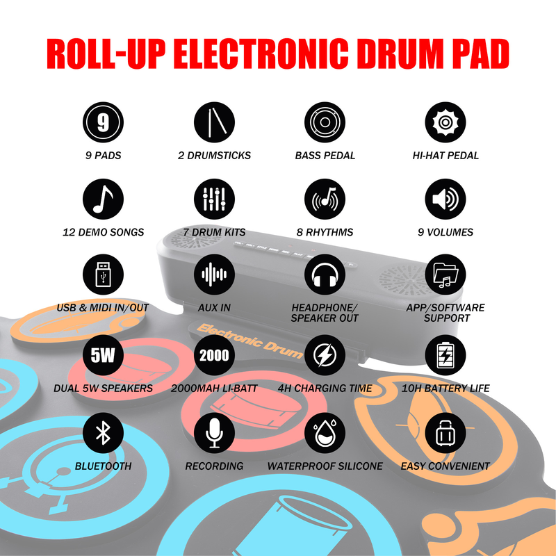 Load image into Gallery viewer, Kids Roll-Up Portable Electronic Drum Pad Kit - i-Station Mobile Phone &amp; Electronic Device Repair and Accessories
