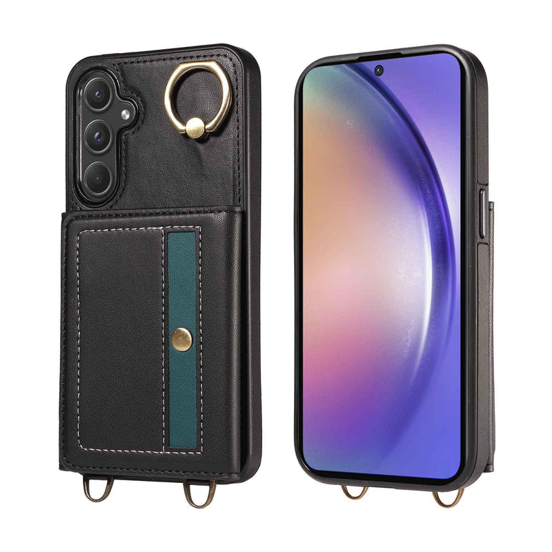 Load image into Gallery viewer, [With Ring Bracket][With Card Holder] Samsung S25/Plus/Ultra - Two-tone PU Leather Wallet Series Case
