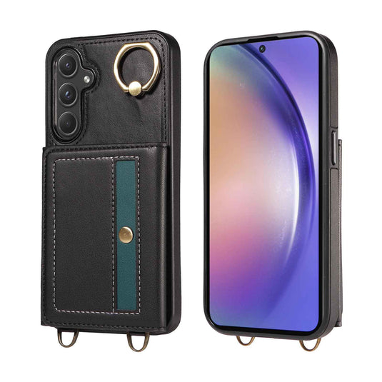 [With Ring Bracket][With Card Holder] Samsung S25/Plus/Ultra - Two-tone PU Leather Wallet Series Case