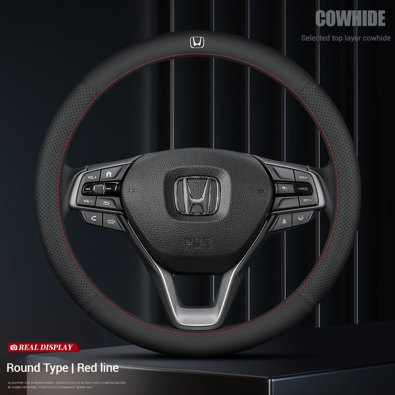 Load image into Gallery viewer, [38 CM] Universal Genuine Top Layer Leather Steering Wheel Cover For Honda Accord, Civic, CR-V, Breeze, Vezel, XR-V - i-Station Mobile Phone &amp; Electronic Device Repair and Accessories
