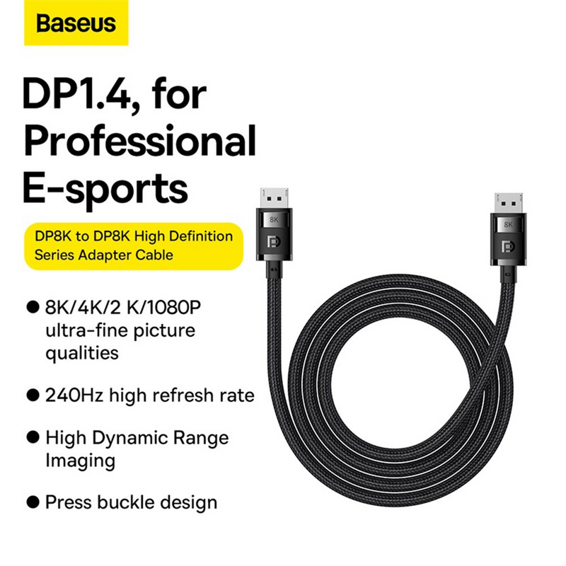 Load image into Gallery viewer, Baseus High Definition Series DP 8K to DP 8K Adapter Cable 5M - Cluster Black - i-Station Mobile Phone &amp; Electronic Device Repair and Accessories
