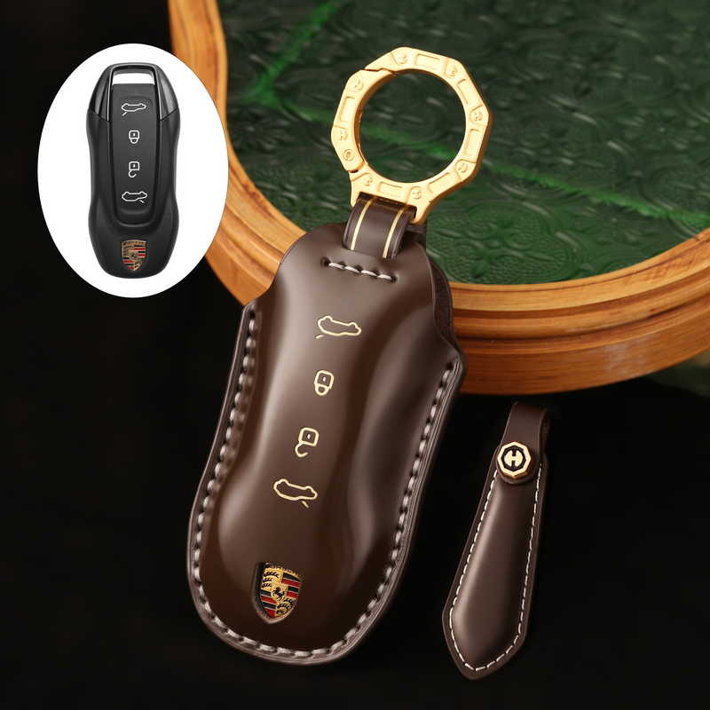 Load image into Gallery viewer, Porsche Genuine Leather Protection Car Key Fob Case Cover For Macan Turbo, Macan EV (2024/2025)
