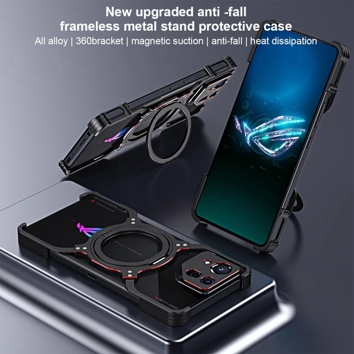 Load image into Gallery viewer, [Magsafe Compatible] ASUS Rog Phone 9 &amp; 9 Pro - Metal Bumper Rimless Heat Dissipation Magnetic Stand Mechanics Series Case
