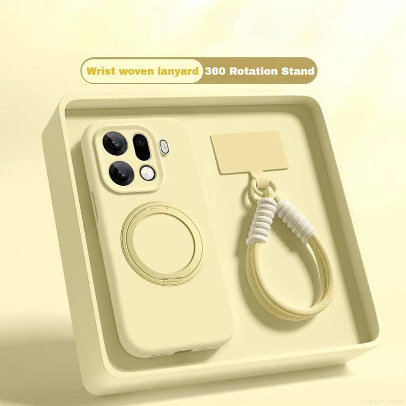 Load image into Gallery viewer, [Magsafe Compatible] OPPO Find X9/Pro - Premium 360° Magnetic Rotatable Stand Liquid Silicone Case with Braided Lanyard
