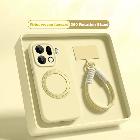 [Magsafe Compatible] OPPO Find X9/Pro - Premium 360° Magnetic Rotatable Stand Liquid Silicone Case with Braided Lanyard