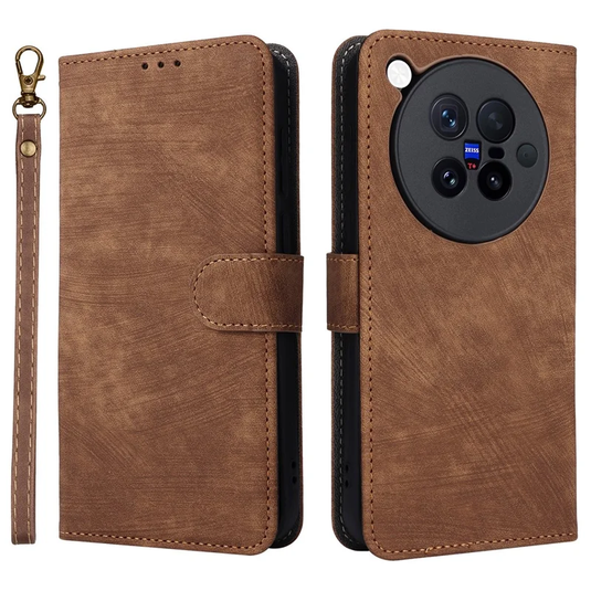 [With Card Slot] Vivo X500/Pro/Max - Multi Functional Buckle Flap Wallet Series Case With Lanyard