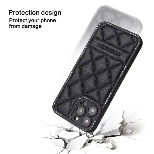 Apple iPhone 12/Pro/Pro Max Diamond Pattern Full-Body Shockproof Leather Phone Case