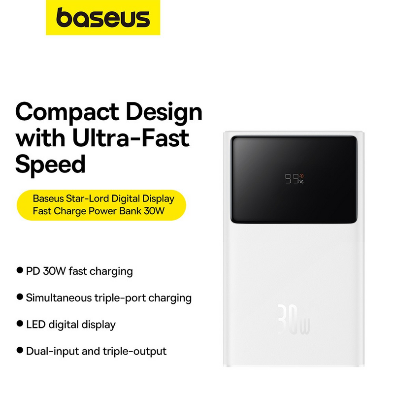 Load image into Gallery viewer, Baseus Star-Lord Digital Display Fast Charging Power Bank 10000mAh 30W
