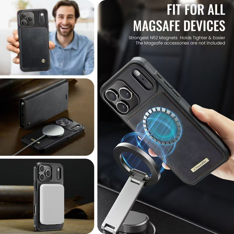 Load image into Gallery viewer, [2 in 1 Magnetic Detachable][With Card Slot] Apple iPhone 17 Pro / iPhone 18 Pro - Multi Functional Flip Leather Wallet Series Case
