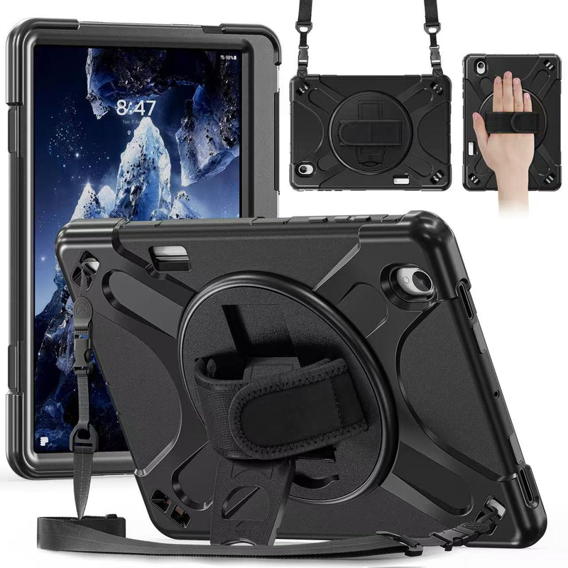 Load image into Gallery viewer, Samsung Galaxy Tab S12 Plus (2026) 12.4" - Heavy Duty 360 Degree Rotate Stand Hand Strap Case With Shoulder Strap
