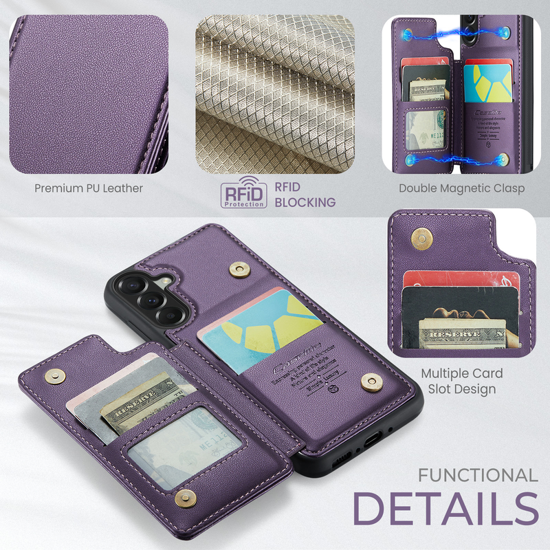 Load image into Gallery viewer, [With Card Slot] Samsung Galaxy A57 (SM-A576) - RFID Flip Premium Leather Wallet Series Case
