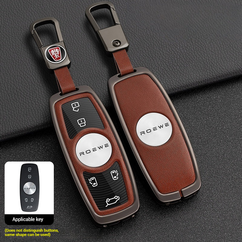 Load image into Gallery viewer, Roewe Zinc Alloy + Leather Car Key Fob Case Cover For Ei5, ERX5, eRX5, MARVEL X, i6, iMAX8
