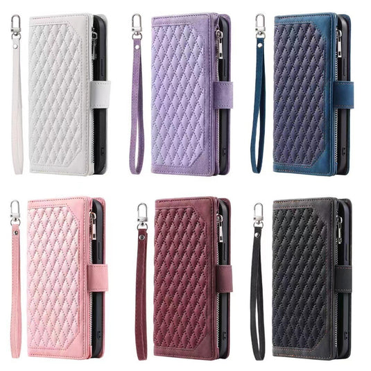 [With Card Slot] Apple iPhone 16/Pro/Pro Max/Plus Zippered Leather Flip Wallet Series Case