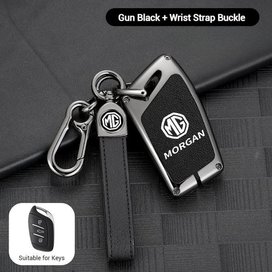 MG Zinc Alloy + PU Leather Car Key Fob Case Cover For MG3, MG5, MG6, MG7, ZST, ZS, GS, MG ONE, MG4 EV