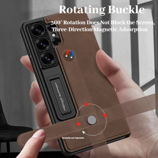 [With Card Slot] Samsung Galaxy S26 Ultra - Business Style Matte Leather Flip Magnetic Clasp Wallet Case