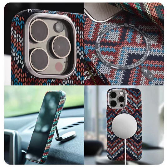 [Magsafe Compatible] Apple iPhone 16/Pro/Pro Bohemian Woven Pattern Shockproof Essentials Series Case