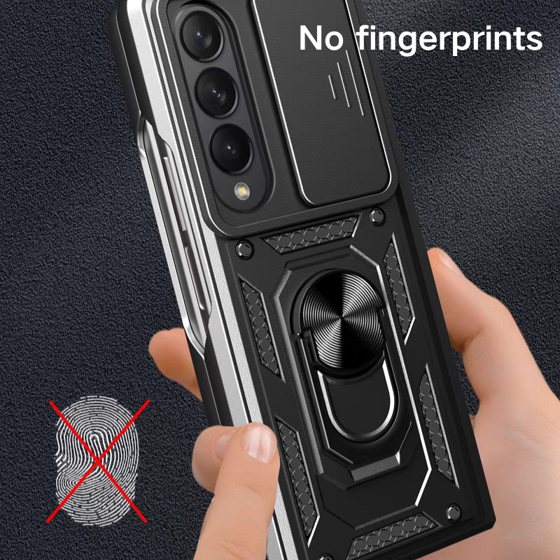 Load image into Gallery viewer, [Built-in Ring Bracket][With Slide Len Cover] Samsung Galaxy Z Fold 6 SM-F956 TPU Magnetic Heavy Duty Series Case
