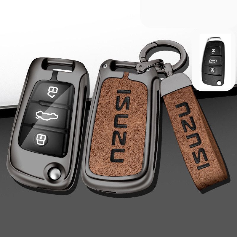 Load image into Gallery viewer, Isuzu Alloy + PU Leather Protection Car Key Fob Case Cover For D-MAX, MU-X, MUX
