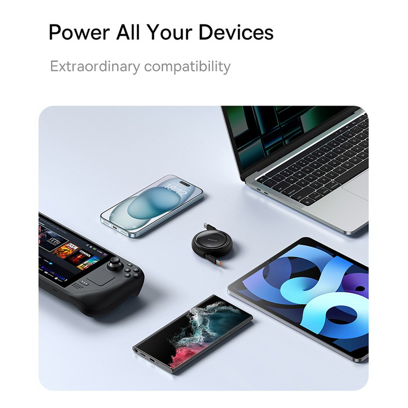 Load image into Gallery viewer, Baseus Free2Draw Mini Retractable Charging Cable Type-C to Type-C 100W 1m Compatible for iPhone 15 16 Series
