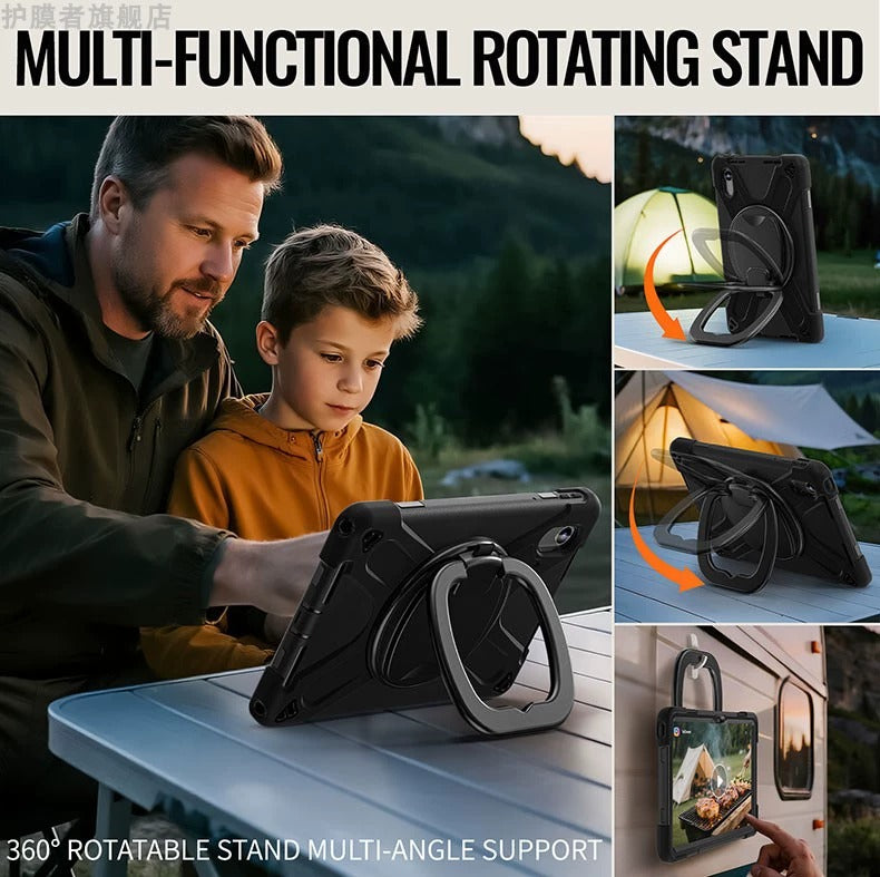 Load image into Gallery viewer, [With Shoulder Strap] Lenovo Idea Tab 11” 2025 (TB336FU/TB336ZU) - 360 Degree Rotation Heavy Duty EVA Kid Friendly Ring Holder Stand Case
