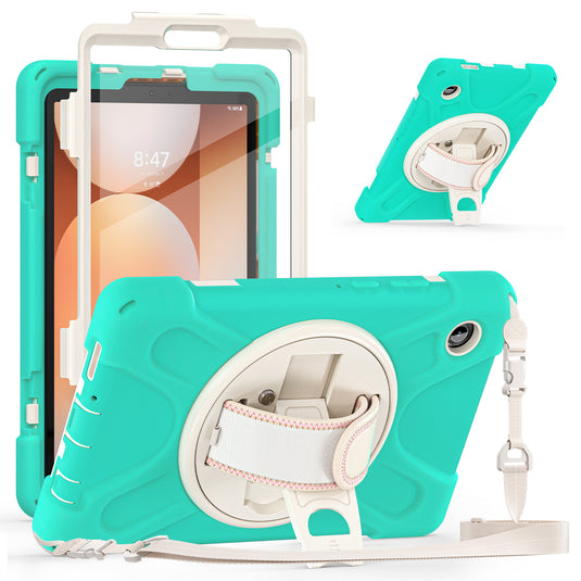 Samsung Galaxy Tab A11  (2025) 8.7" - Heavy Duty 360 Degree Rotate Stand Hand Strap Case With Shoulder Strap