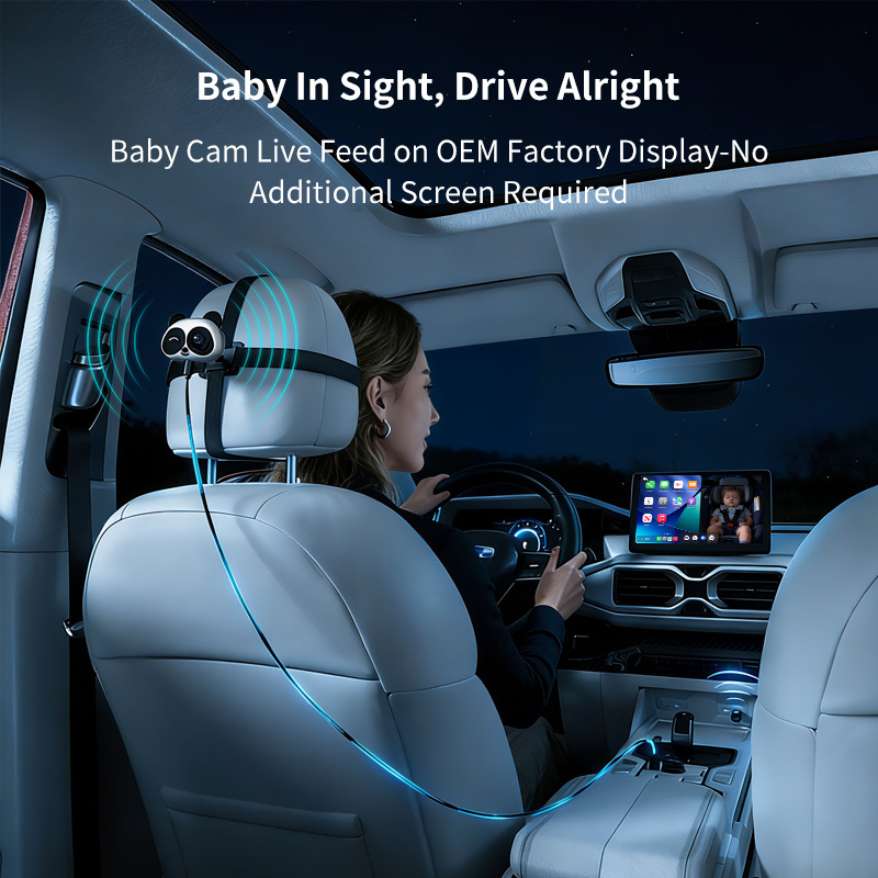 Load image into Gallery viewer, Wireless CarPlay Adapter with 1080P Rear Seat Camera – Baby &amp; Pet Monitoring System with Night Vision - i-Station Mobile Phone &amp; Electronic Device Repair and Accessories
