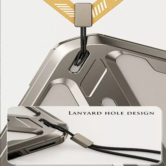 [With Lanyard Hole] Apple iPhone 13 / Pro / Pro Max Luxury Titanium Alloy Removable Armor Hollow Mechanics Series Case