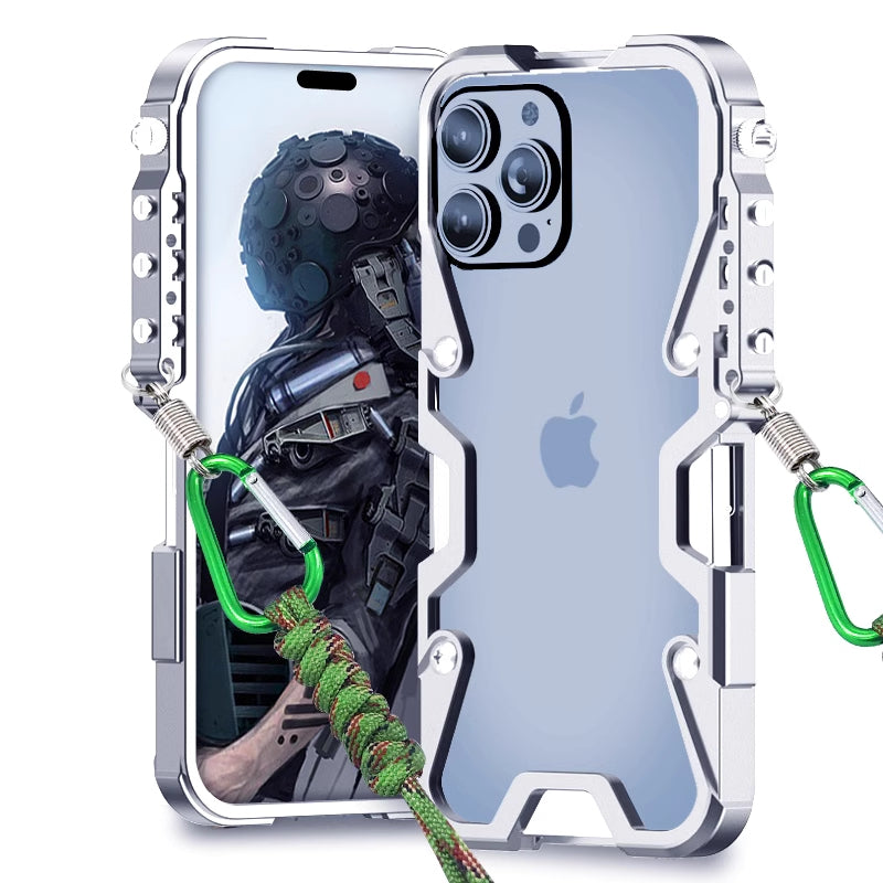 Load image into Gallery viewer, [With Lanyard] Apple iPhone 16 / Plus / Pro / Pro Max Metal Phone Border Mechanics Series Case
