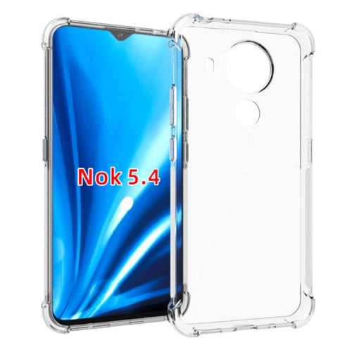 Nokia 5.4 - AirPillow Cushion Transparent Soft Clear TPU Four Corners Protective Case With 2PC 9H Tempered Glass Screen Protector