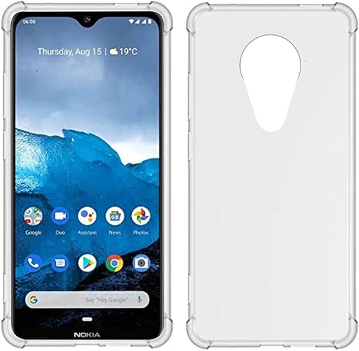 Nokia 6.2 - AirPillow Cushion Transparent Soft Clear TPU Four Corners Protective Case With 2PC 9H Tempered Glass Screen Protector