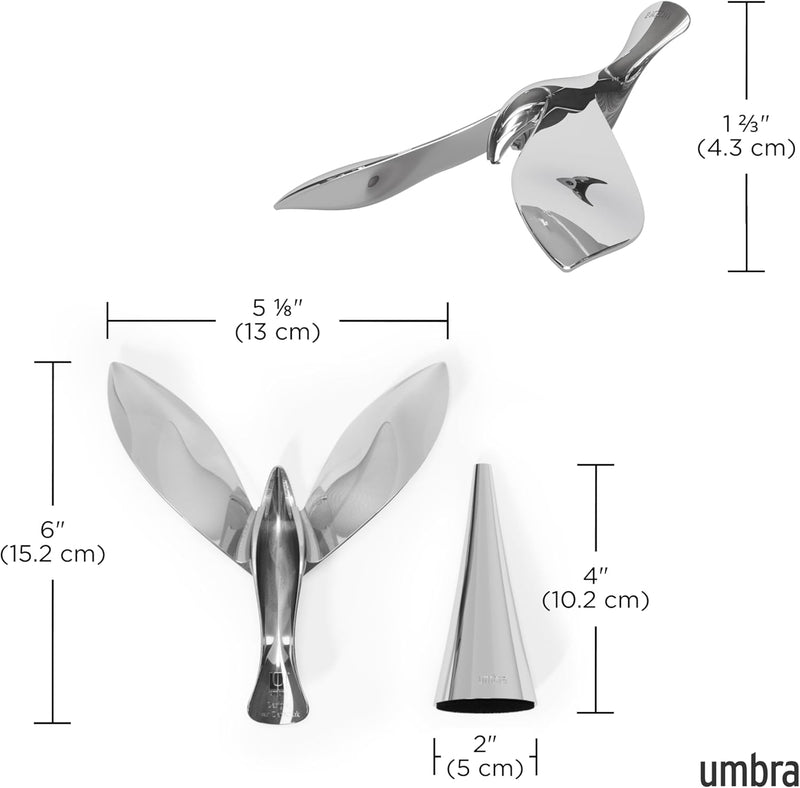 Load image into Gallery viewer, Tipsy Bottle Opener, Chrome, 5.12 x 5 x 4.5 Inch Artistic Flying Bird Sculpture Gaming Room
