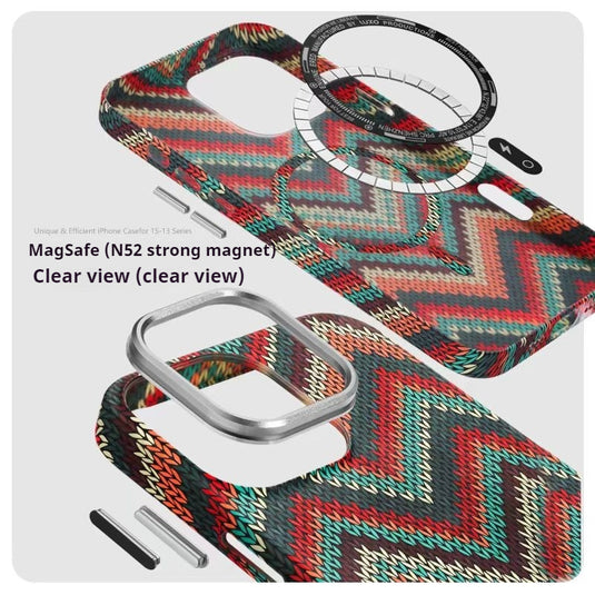 [Magsafe Compatible] Apple iPhone 16/Pro/Pro Bohemian Woven Pattern Shockproof Essentials Series Case