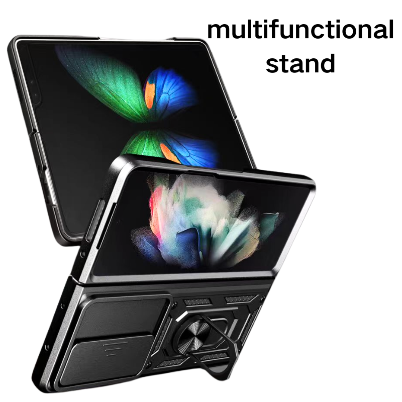 Load image into Gallery viewer, [Built-in Ring Bracket][With Slide Len Cover] Samsung Galaxy Z Fold 6 SM-F956 TPU Magnetic Heavy Duty Series Case
